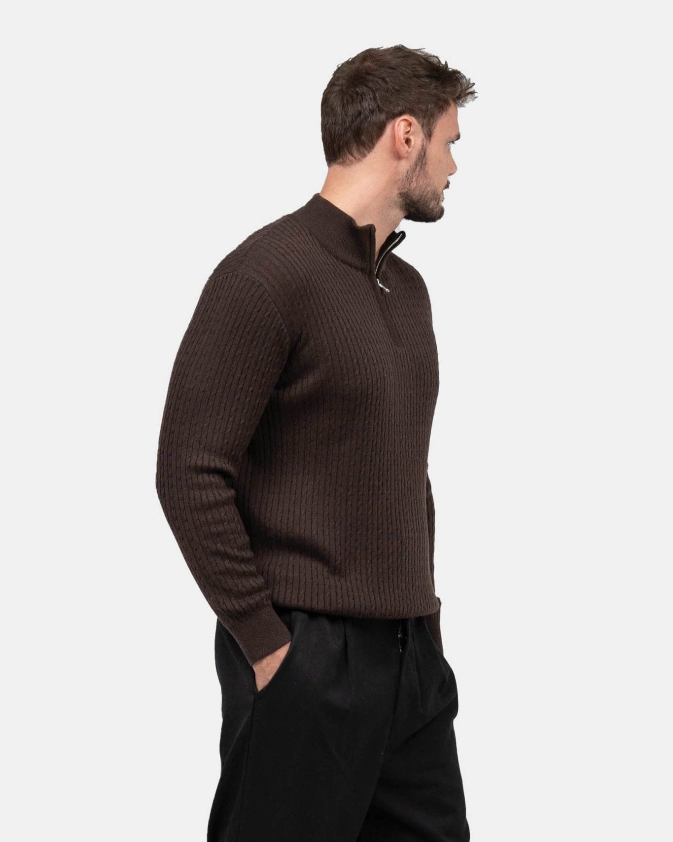 Half Zip Strik Brun | Skagen - clothing.dk